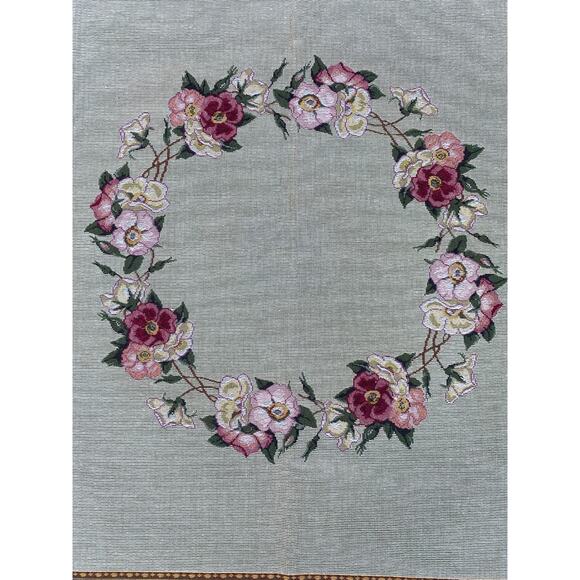 GOBLYS Table Covering Tapestry Square Floral Jacquard Cotton Beige France 58x58 - Picture 5 of 13